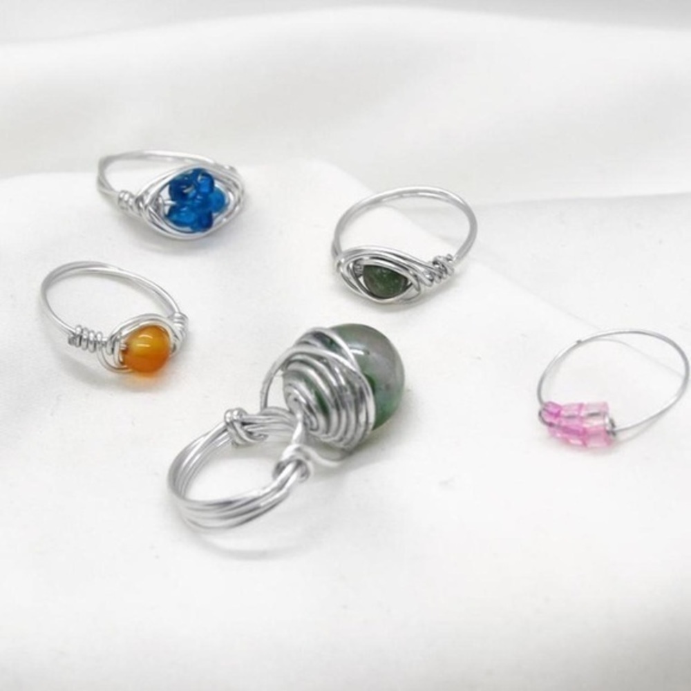 Colorful Beaded Ring Set - Picture 2 of 4